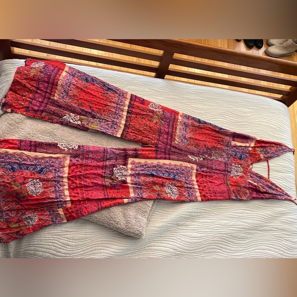 Free People Red and Purple Jumpsuit